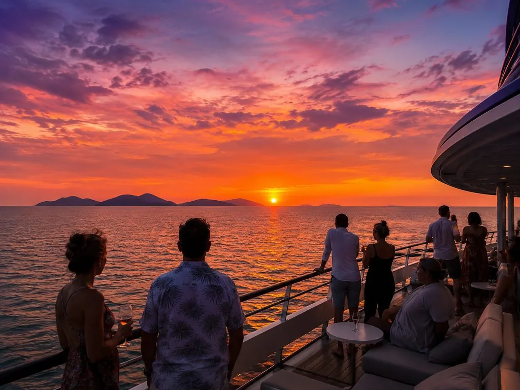 พระอาทิตย์ตกเหนือน้ำจาก Sunset Terrace ของ YONA